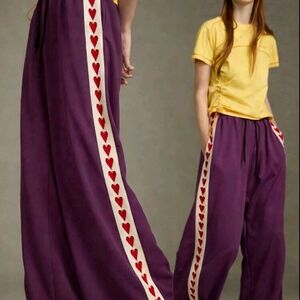 Purple Heart-Patterned Women's Pants